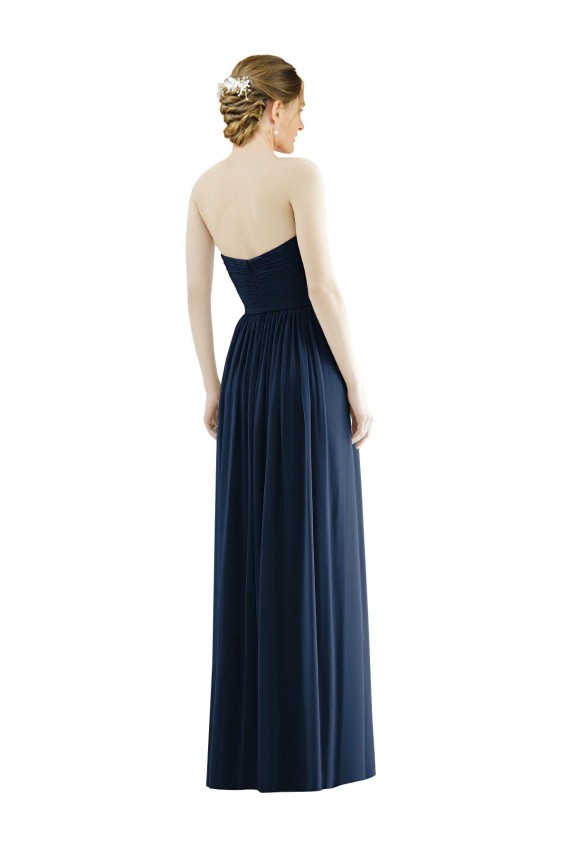 Low Back Draped Strapless Chiffon Formal Dress  UK