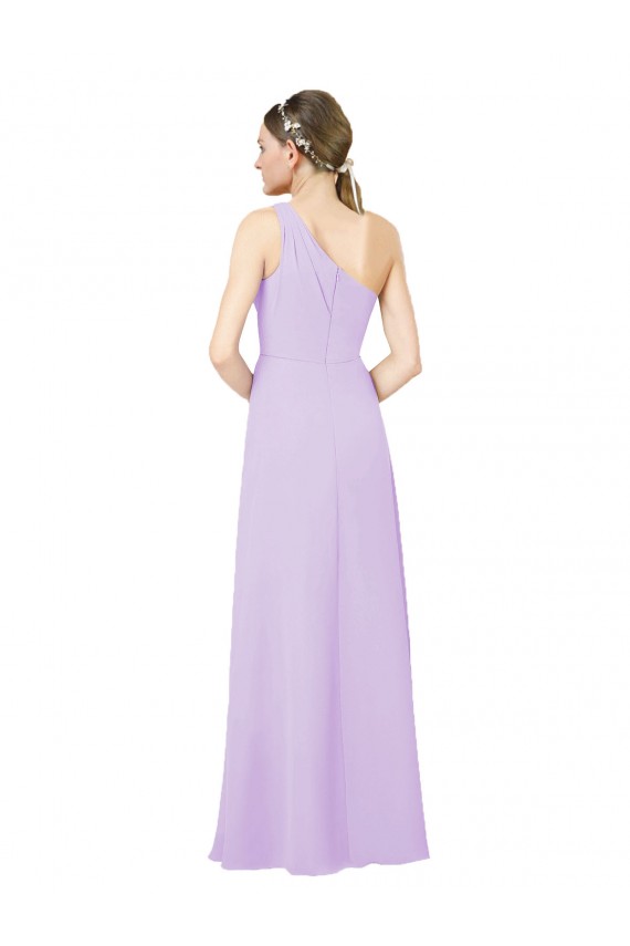 Grecian Inspired Simple One Shoulder Chiffon Formal Dress with Ruching UK