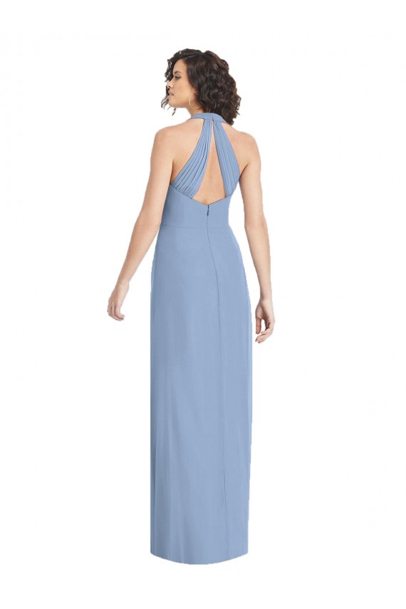 V-Neck Halter Back Straps Chiffon Formal Dress UK