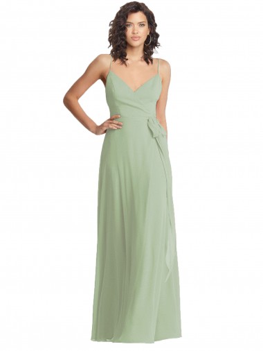 V-Neck Low Back Maxi Wrap Chiffon Formal Dress UK
