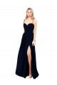 Draped A-Line Chiffon Formal Dress with Spaghetti Straps and High Slit UK