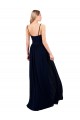 Draped A-Line Chiffon Formal Dress with Spaghetti Straps and High Slit UK