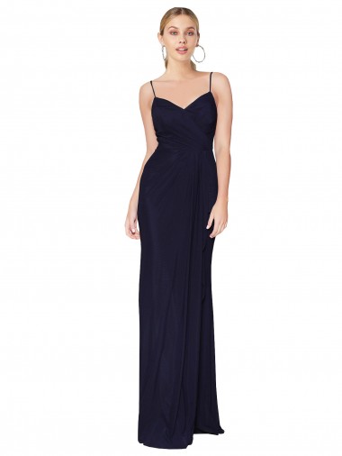 Draped Spaghetti Straps Long Chiffon Mermaid Formal Dress UK