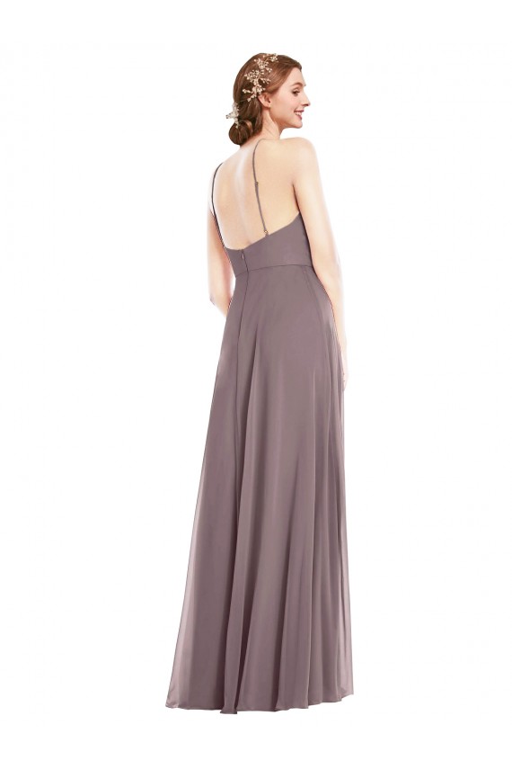 Diamond Halter Maxi Formal Dress with Front Slit UK