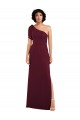 One Shoulder Chiffon Formal Dress with Skirt Slit and Accent Strap UK