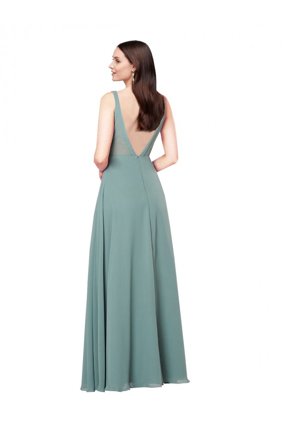 Long Chiffon Formal Dress with Open Back UK