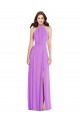 Halter Backless Maxi Formal Dress with Button Ruffle Placket UK
