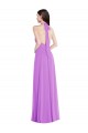 Halter Backless Maxi Formal Dress with Button Ruffle Placket UK