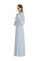 Off the Shoulder Puff Sleeve Maxi Formal Dress with Front Slit UK