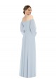 Off the Shoulder Puff Sleeve Maxi Formal Dress with Front Slit UK
