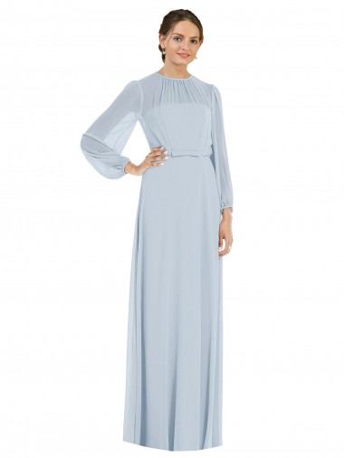 Strapless Chiffon Maxi Formal Dress with Puff Sleeve Blouson Overlay UK