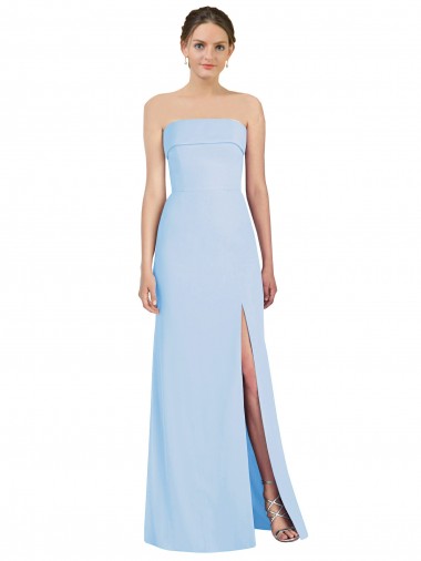 Strapless Trumpet Chiffon Formal Dress with Thigh high Slit UK