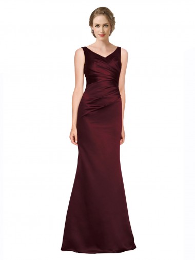 Figure Shaping Satin Formal Dress with Structured Pleats UK