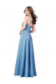 Crossing Strap Back Pleated Bodice Long Satin Formal Dress UK