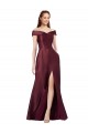 Long Off the Shoulder Satin Formal Dress with Thigh-high Slit UK
