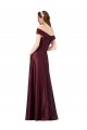 Long Off the Shoulder Satin Formal Dress with Thigh-high Slit UK