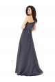 Rouched One Shoulder Floor Length Satin Formal Dress with Bow UK