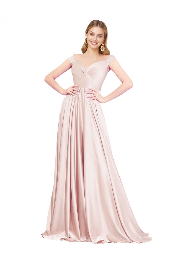 A-Line Off the Shoulder Sweetheart Satin Formal Dress UK