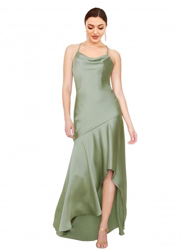 Silky Satin Formal Dress with Bias Cut Skirt UK