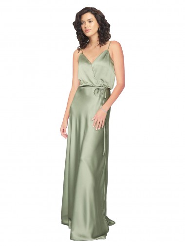 Silky Satin Formal Dress with Tied Waist UK