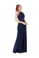 High Neck Satin Formal Dress with Strappy Back UK