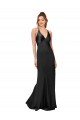 Cowl Back V-Neck Silky Satin Formal Dress UK