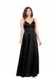 Silky Satin Floor-Length Long Formal Dress with V-Neckline UK