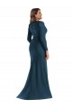 Long Sleeves Draped Wrap Silky Satin Mermaid Formal Dress with Front Slit UK