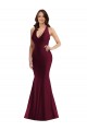 Plunge Neckline Cutout Low Back Silky Satin Mermaid Formal Dress UK
