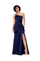 One Shoulder Silky Satin Formal Dress with Skirt Slit UK