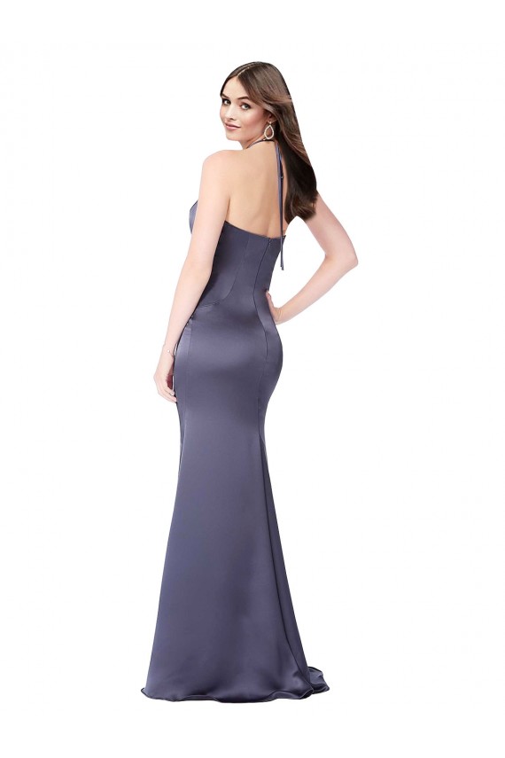 Fit and Flare Silky Satin Formal Dress UK
