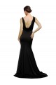 V-Neck Full Length Silky Satin Formal Dress with Soft Cowl Neck and Sweep Train UK