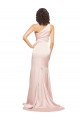 Full Length One Shoulder Long Silky Satin Formal Dress with High Split UK