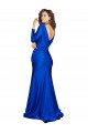 Deep V-Neck Long Sleeves Silky Satin Formal Dress UK