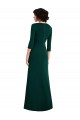 Floor Length 3/4 Sleeves V-Back Draped Wrap Maxi Spandex Formal Dress UK
