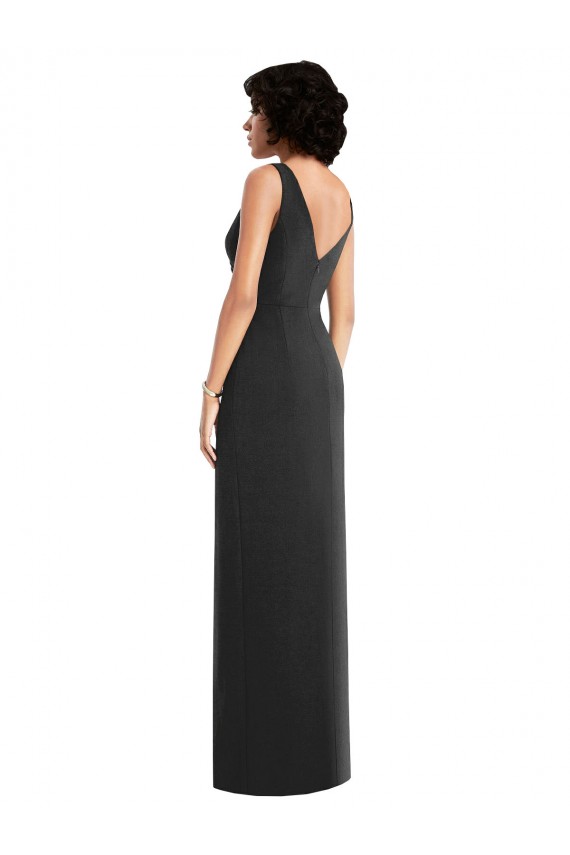 Draped Wrap Maxi Spandex Formal Dress with Front Slit UK