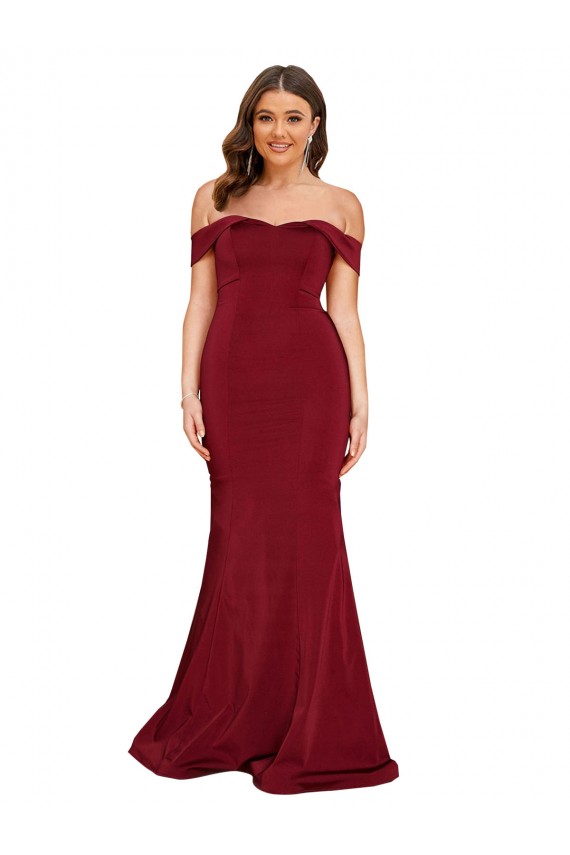 Off Shoulder Sleeves Sweetheart Neckline Long Spandex Formal Dress UK
