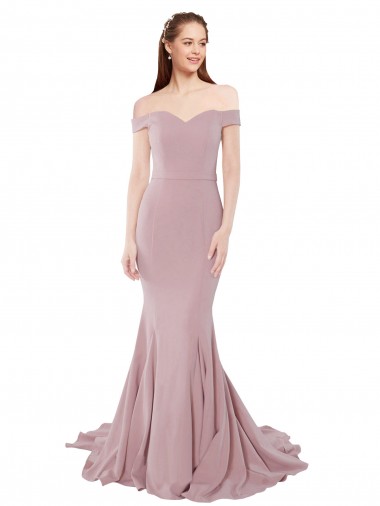 Off the Shoulder Mermaid Long Sweep Train Formal Dress UK