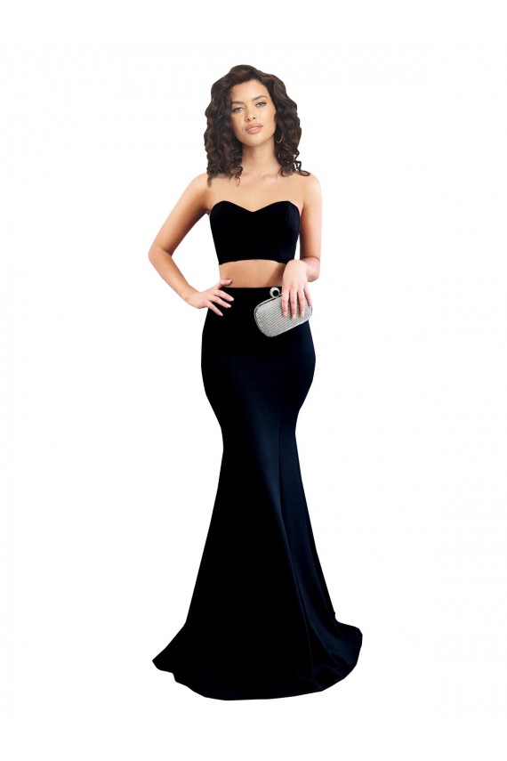 Two Piece High Neck Crepe Formal Dress UK