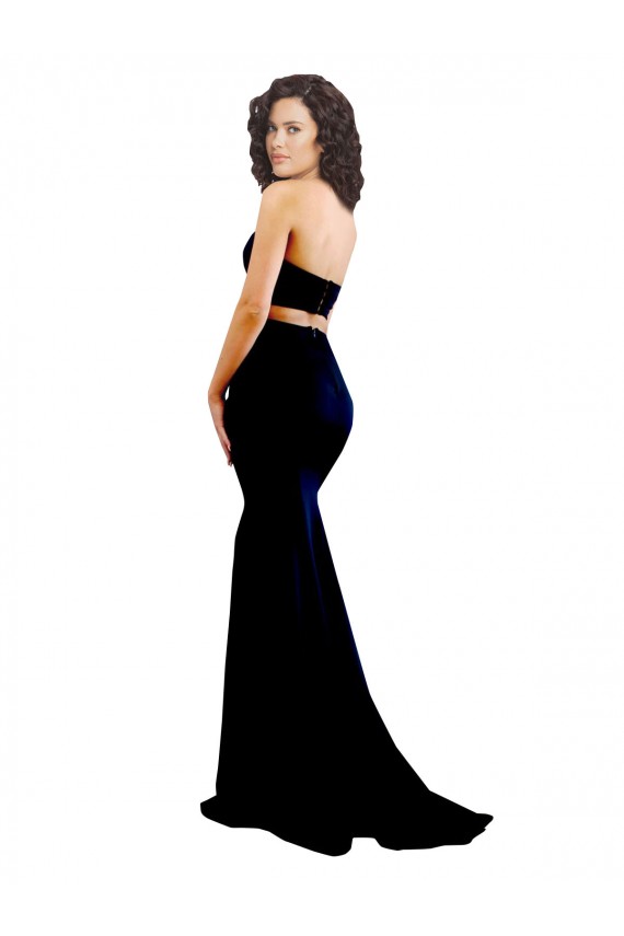 Two Piece High Neck Crepe Formal Dress UK