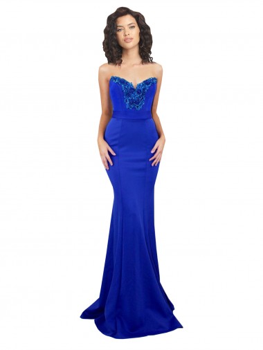 Sweetheart Flower Neckline High Neck Crepe Formal Dress UK