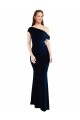 Draped Off the Shoulder Fitted Crepe Formal Dress UK