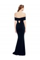 Off the Shoulder Fitted Crepe Formal Dress with Back Cut Out UK