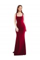 Square Neckline and Backline Fitted Crepe Formal Dress UK
