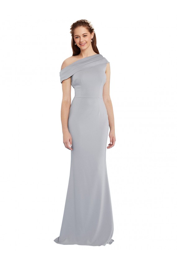 Off the Shoulder Asymmetrical Mermaid Crepe Formal Dress UK