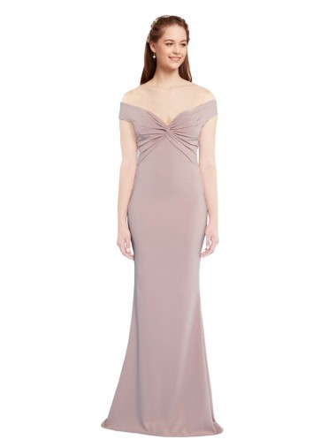 Knotted Off the Shoulder Crepe Formal Dress with Cut-Out Back UK