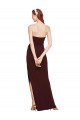 Twisted Strapless Keyhole Long Crepe Formal Dress with Slit UK