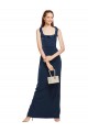 Scoop Neck with Ruffles Long Crepe Formal Dress with Back Slit UK