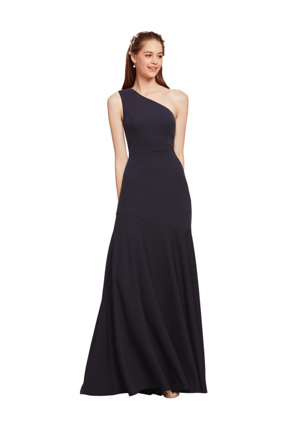 Fit and Flare Crepe Formal Dress with One Shoulder UK
