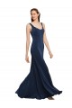Fit and Flare Long Crepe Formal Dress with Round Neck UK